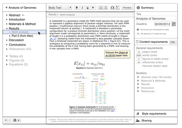 An early mockup of Manuscripts.
